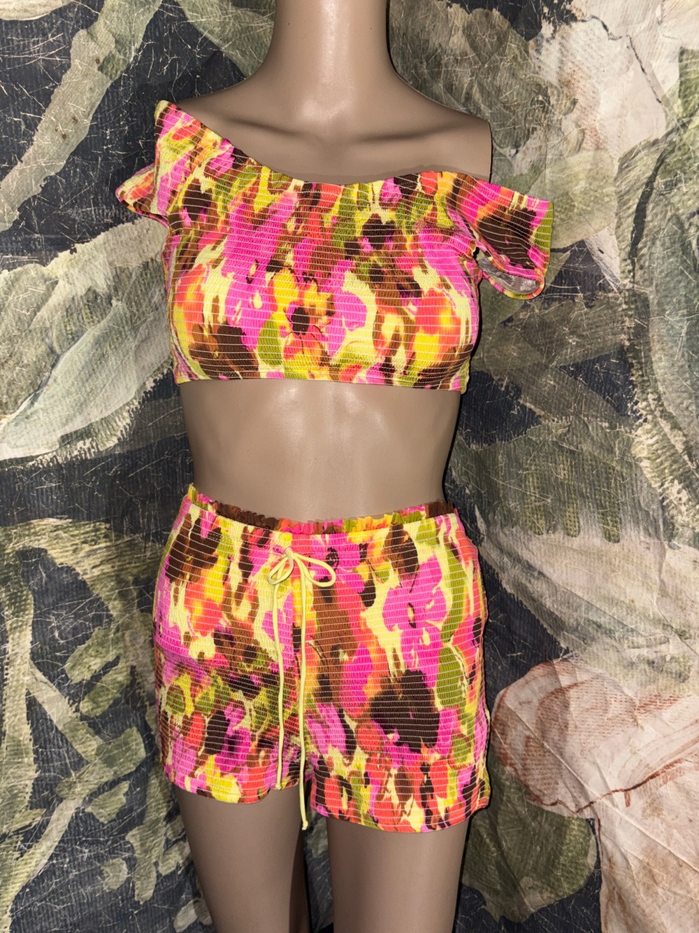 Free People Free-est Darcy Smocked Crop Top and Swim Shorts Set - Picture 2 of 3